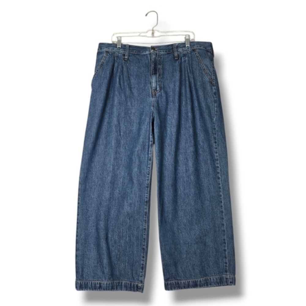 Madewell Baggy Straight Jean size 33 Pleats Wide Leg High Rise Trouser Pockets - Picture 2 of 16
